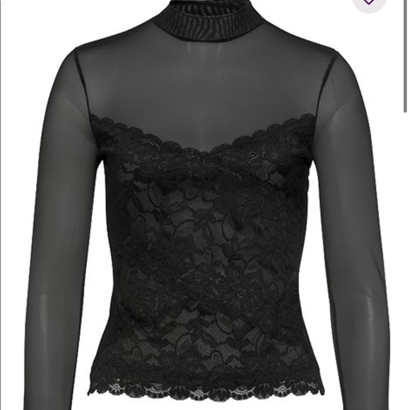 Black Sheer Long Sleeve Top size 8 Brand New - Picture 2 of 7